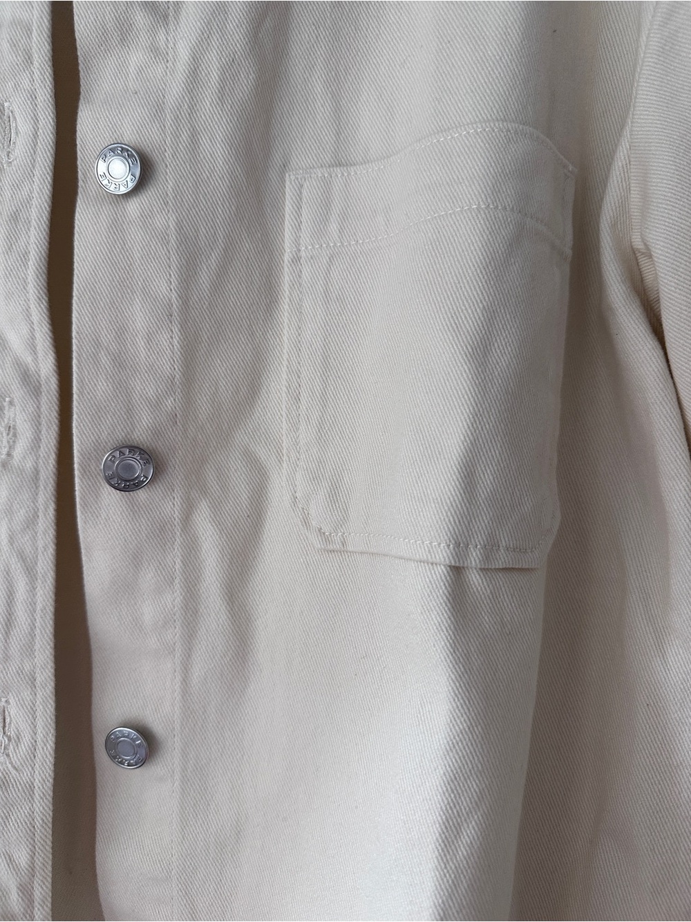 parke cream denim shirt jacket sz L/XL - Picture 4 of 7